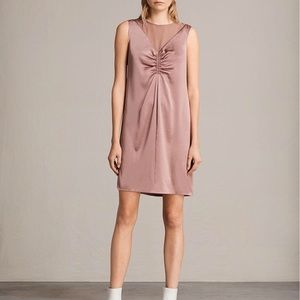 AllSaints Dusty Rose Satin Midi Dress